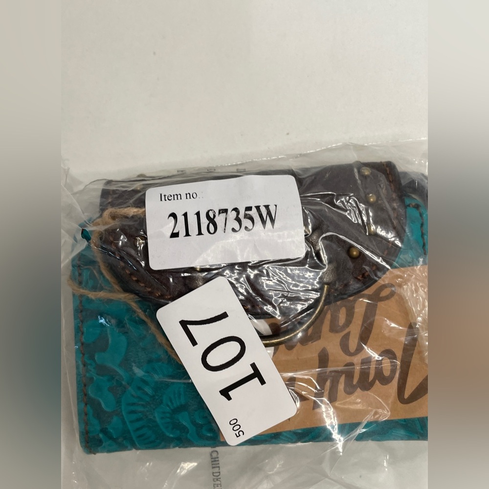NWT! Tony Lama Turquoise Tooled Wallet - Picture 4 of 5